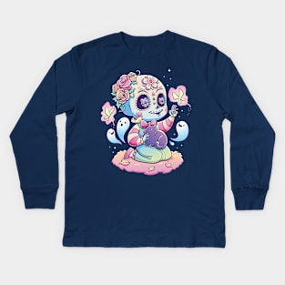 Pastel Skull Candy Spirit Kids Long Sleeve T-Shirt